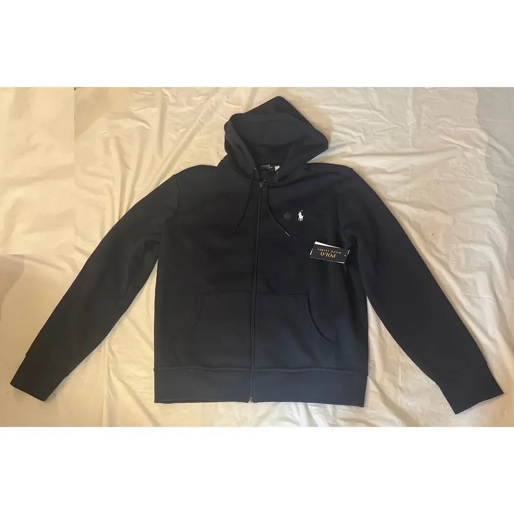 NWT Polo Ralph Lauren Double Knit Full Zip Hoodie Aviator Navy Men's L $138 MSRP